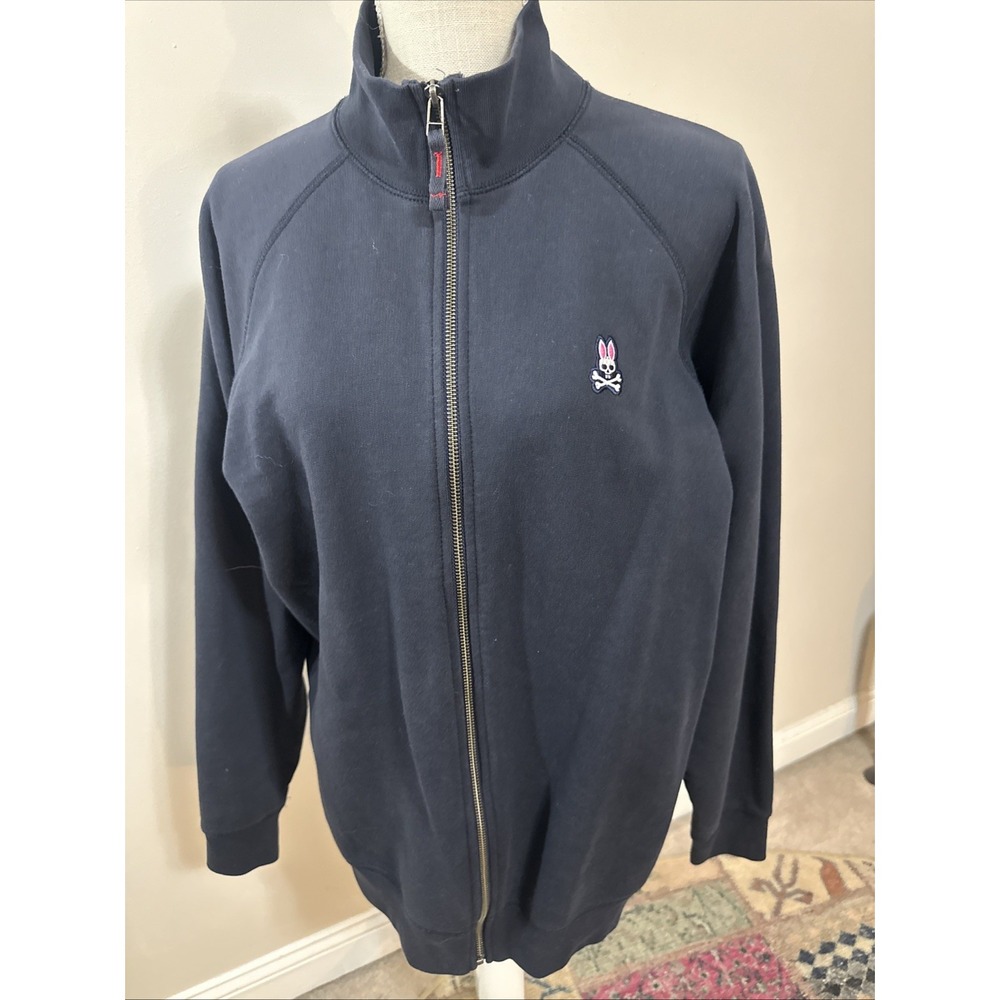 Men's Psycho Bunny Navy Full Zip Peruvian Track Jacket Size‎ XL EUC